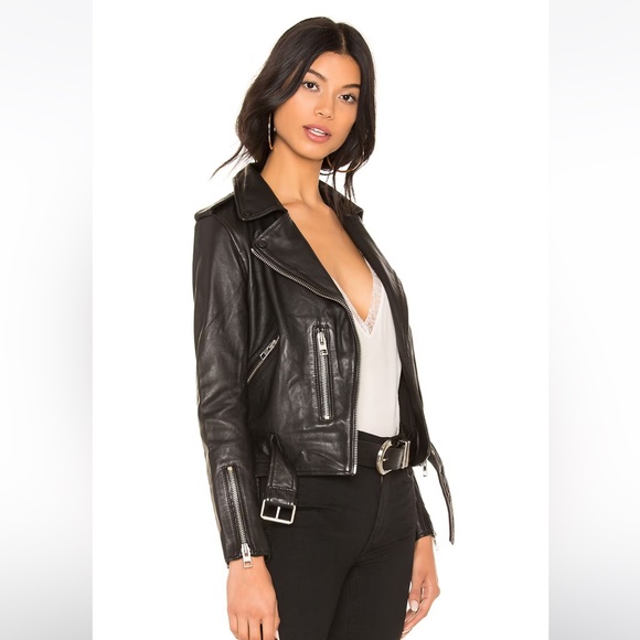 Allsaints Balfern Leather Biker Jacket in Black size small, US 4 - Picture 2 of 6